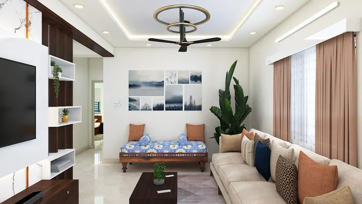 Alternate view of a 2BHK living room design